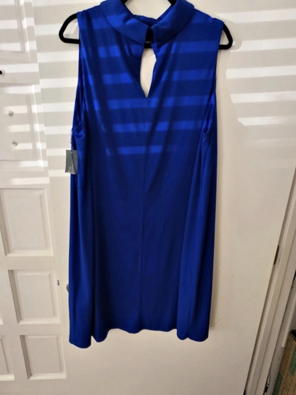 London Times Keyhole Neck Sleeveless Midi Dress Blue 18W
